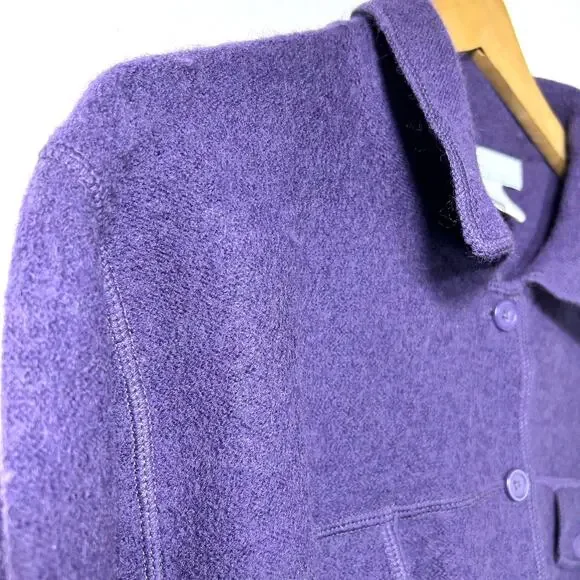 Womens 1X 100% Wool Cardigan Sweater Modern Soul Button Purple Australia - Picture 5 of 8